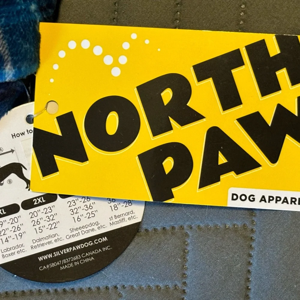 North Paw Pet Dog Apparel Blue Plaid Sherpa Lining Dog One Pc‎ Sz XL Fall Winter